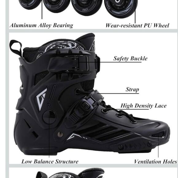 LIKU Black Professional Inline Skates Unisex
Womens 7 Mens 6 Open Box Black New - Picture 6 of 6